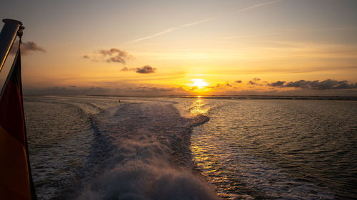 Sunset in the wadden sea in front of pellworm