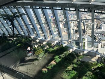 High angle view of working in building