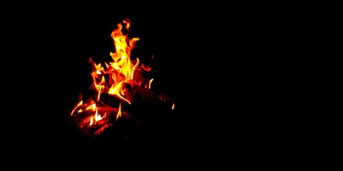 Close-up of bonfire at night