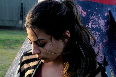 Close-up portrait of young woman