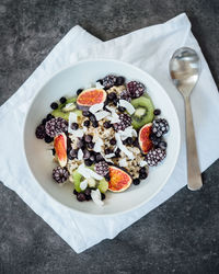 Directly above shot of food served in plate