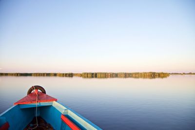 Scenic view of lake against clear sky