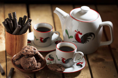 Close-up of tea cup on table