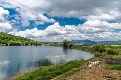 Scenic view of lake against sky