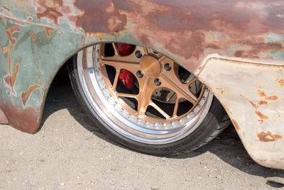 High angle view of abandoned car