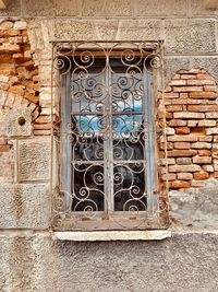 Closed door of old building