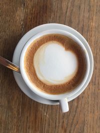 High angle view of coffee on table