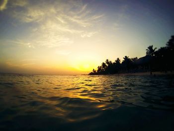 Scenic view of sunset over sea