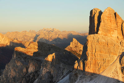 Rock formations on landscape against sky