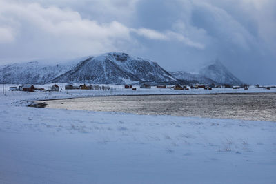 Scenic view of sea against sky on lofoten