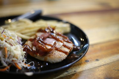 Close-up of meal served in plate