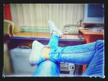 Low section of man sitting