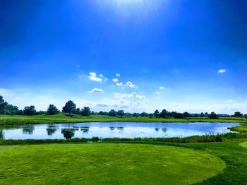 Scenic view of lake against sky