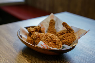 Close-up of food in plate on table