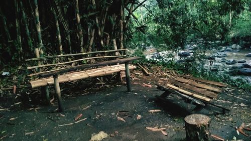 Empty bench in park