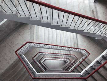 High angle view of spiral stairs