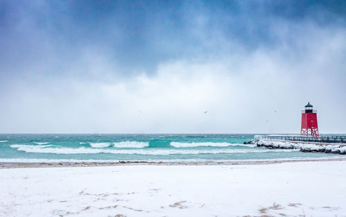 View of lighthouse on beach