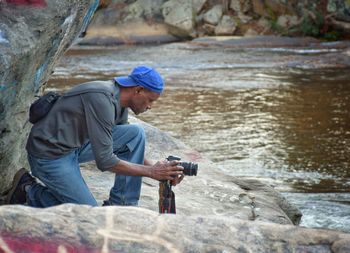 Man working in water