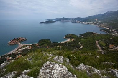 High angle view of sea against sky