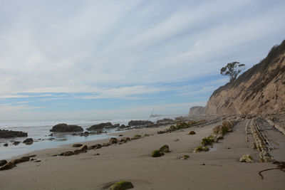 Scenic view of beach against sky