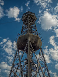 Low angle view of water tower against sky