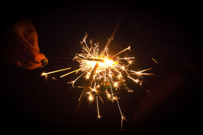 Firework display at night