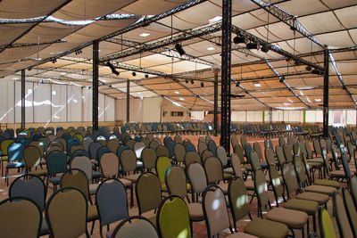 View of empty chairs in row