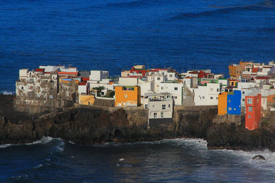 Scenic view of sea against blue sky