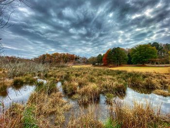 Scenic view of lake against sky