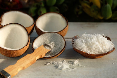 High angle view of food on table