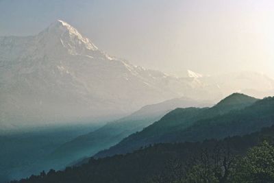 Scenic view of mountains against sky