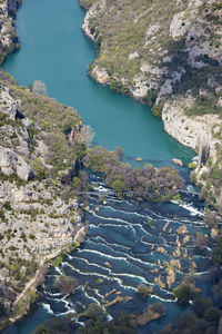 Aerial view of roški slap in krka national park, croatia