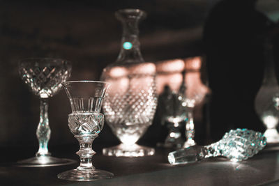 Close-up of wine glass on table