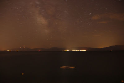 Scenic view of sea against sky at night