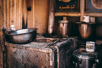 Close-up of old kitchen