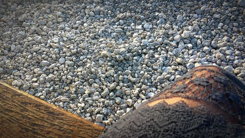 Close-up of pebbles on beach