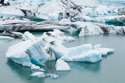 Aerial view of frozen lake