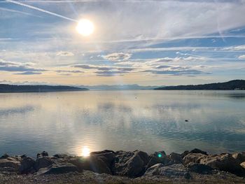Scenic view of lake against sky