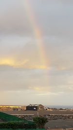 Scenic view of rainbow over sea against sky