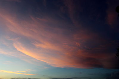 Low angle view of sky at sunset