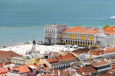 High angle view of residential buildings