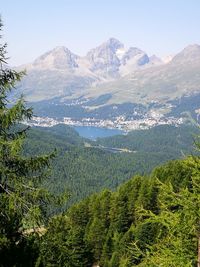 Scenic view of mountains against clear sky