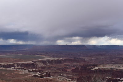 Aerial view of landscape against cloudy sky