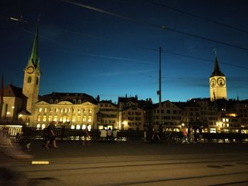 City lit up at night