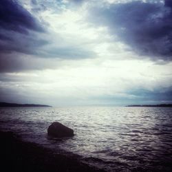 Scenic view of sea against cloudy sky