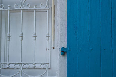 Close-up of blue wall