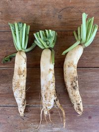 High angle view of vegetables on table