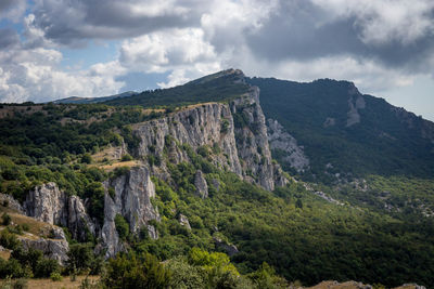 Scenic view of mountains against sky