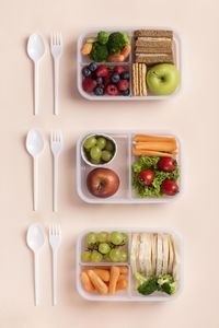 High angle view of food on table