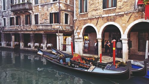 View of people on boat in canal